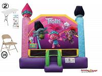 A+ TROLLS BOUNCE HOUSE BUNDLE WITH 2 TABLES AND 16 CHAIRS